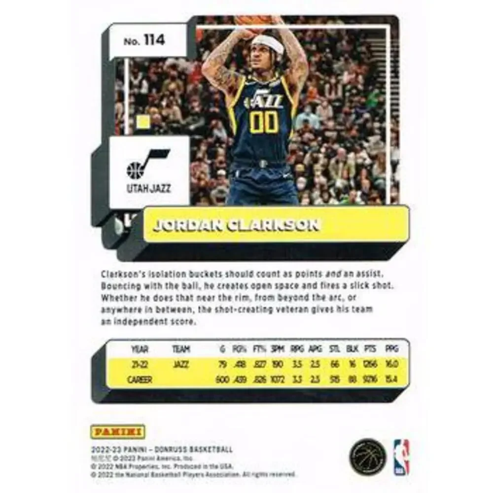 2022-23 Panini Donruss Jordan Clarkson #114 Utah Jazz